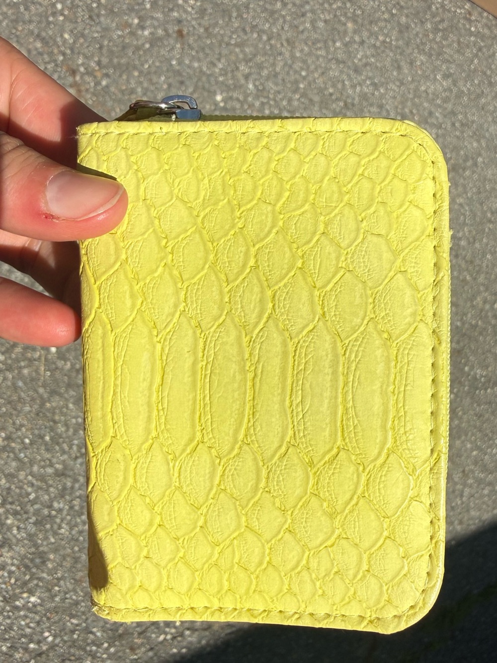 Yellow Textured Zip Wallet